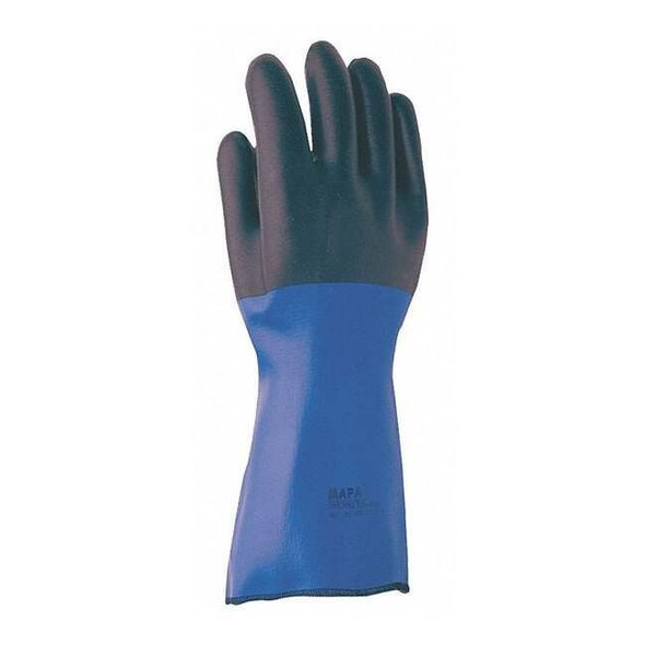Mapa Chemical Resistant Gloves, Neoprene, 17 in L, Blue/Black, 10, 1 PR NL517