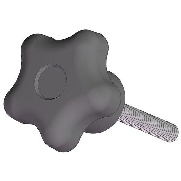 Star Knob with Screw, 1/4-20 Thread Size, 1.00"L, Steel