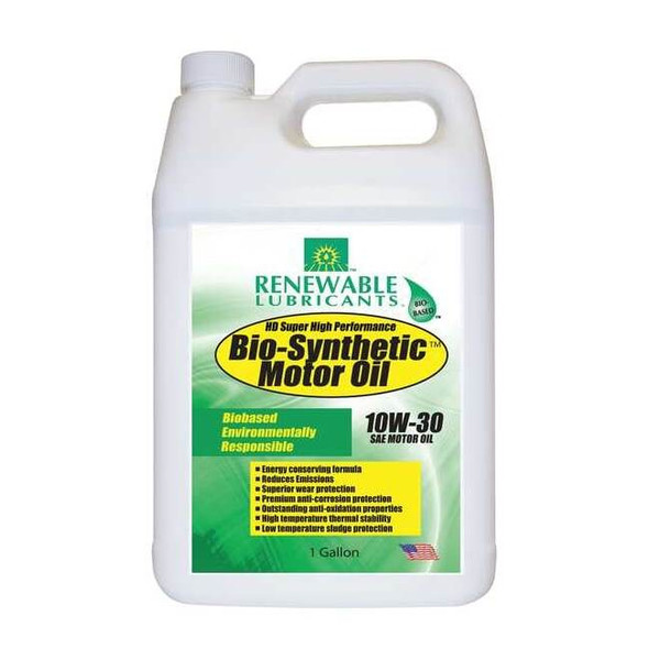 Renewable Lubricants Engine Oil, 10W-30, Bio-Synthetic, 1 Gal. 85173
