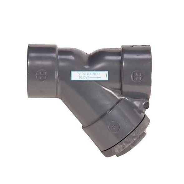 Y Strainer, 1-1/2" Pipe, socket, Clear PVC, 150 psi