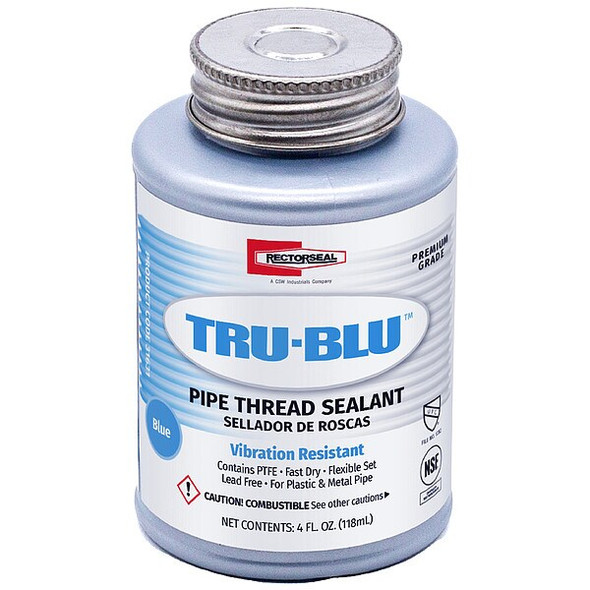 Pipe Thread Sealant 4.8 fl oz, Brush-Top Can, Tru-Blu, Blue, Paste