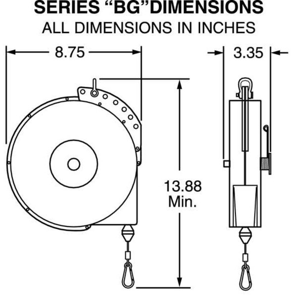 Hubbell Tool Balancer,8 ft L,Galvanized Steel BG-25-L