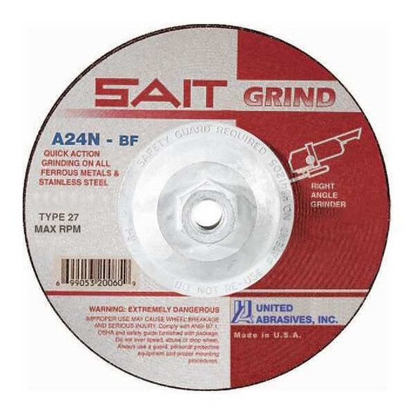 United Abrasives/Sait DepressedGrindWhl,5/8"-11CN,ThreadHle 20160 United Abrasives/Sait DepressedGrindWhl,5/8"-11CN,ThreadHle 20160