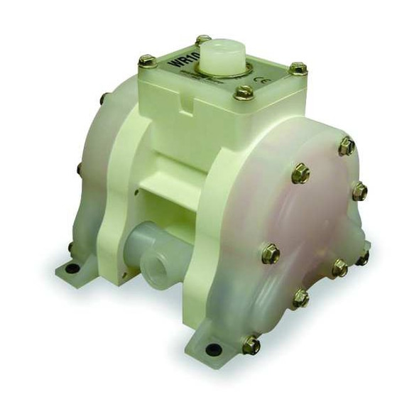 Double Diaphragm Pump, Polypropylene, Air Operated, PTFE, 6.8 GPM