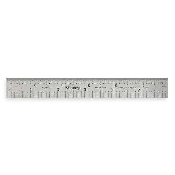 Mitutoyo Steel Rule,Rigid,6 In,32/64/10/100ths 182-103