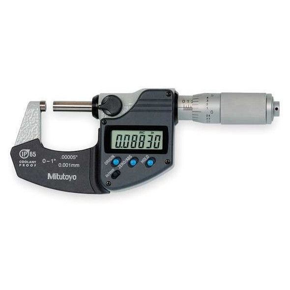 Mitutoyo Electronic Micrometer,IP65,0 to 1" 293-344-30