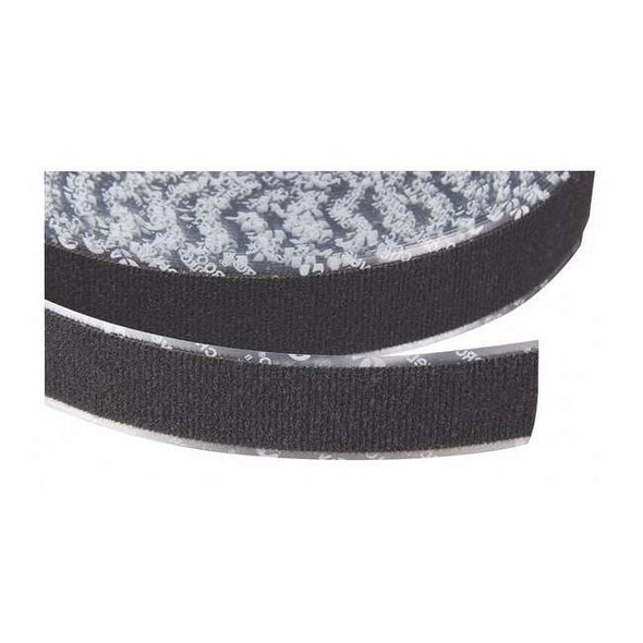 Velcro Brand Reclosable Fastener, Rubber Adhesive, 75 ft, 1 in W, Black 158509