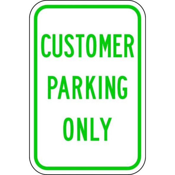 Lyle Customer Parking Sign, 12" W, 18" H, English, Aluminum, White RP-116-12HA