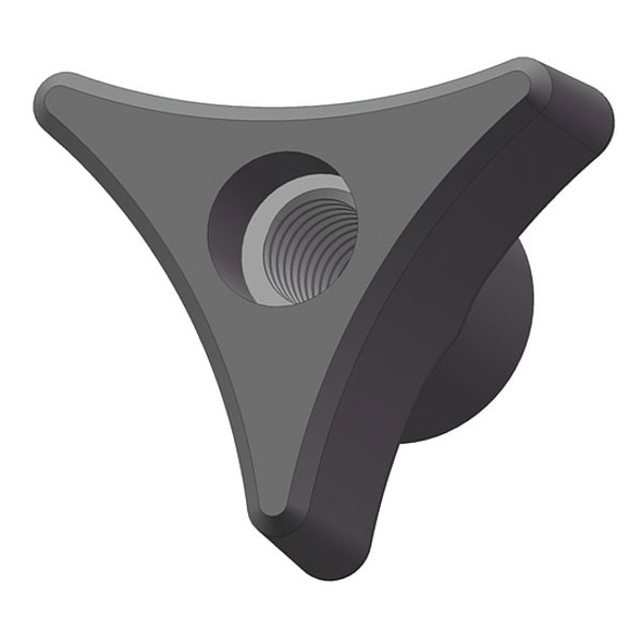 Three Prong Knob, 1/4-20 Thread Size, 1"L, Steel