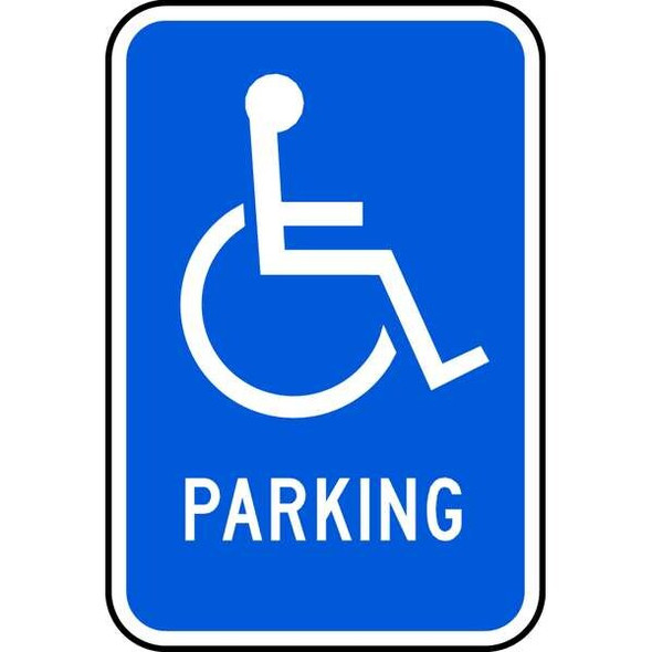 Lyle Handicap Parking Sign, 12" W, 18" H, English, Aluminum, Blue L-30-12HA