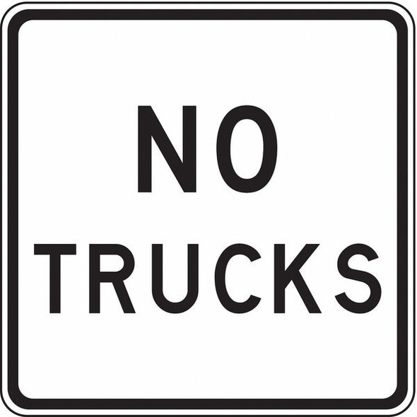Lyle No Trucks Traffic Sign, 24 in H, 24 in W, Aluminum, Square, English, R5-2A-24HA R5-2A-24HA