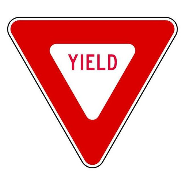 Yield Traffic Sign, 30 in H, 30 in W, Aluminum, Triangle, English, R1-2-30HA