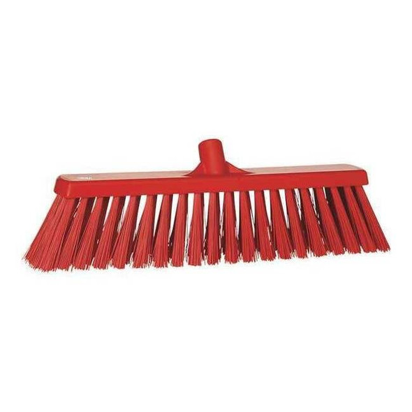 Vikan 19 in Sweep Face Broom Head, Stiff, Synthetic, Red 29204