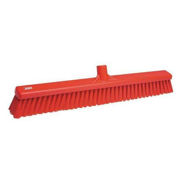 Vikan 24 in Sweep Face Broom Head, Soft/Stiff Combination, Synthetic, Red 31944