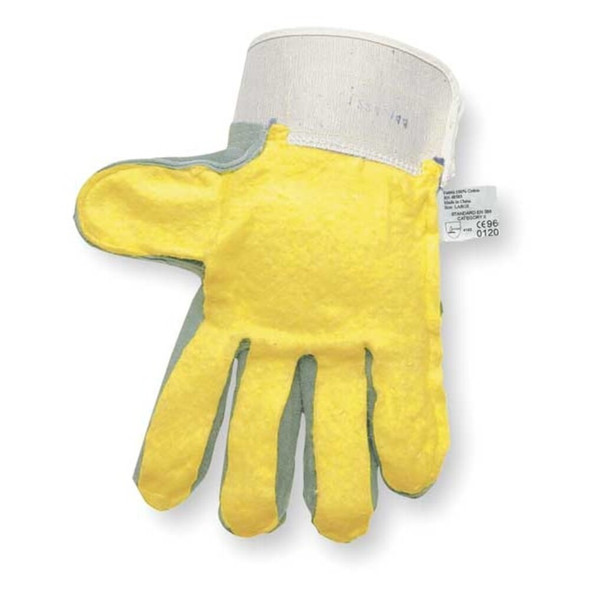 Mcr Safety Leather Gloves, Cowhide, Safety Cuff, Wing Thumb, Gray, M, 1 PR 1702M