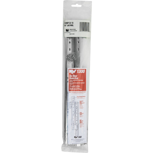 Knape & Vogt 18" 75lb Medium Duty 3-4 Extension Drawer Slide (1-Pair) 1300P ZC 18 219691