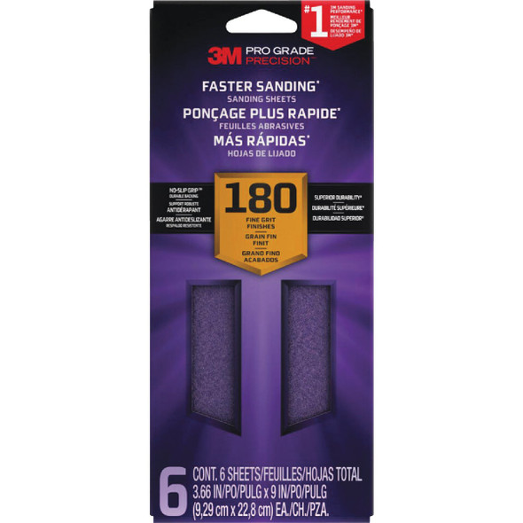 3M 6pk 220g 1/3 Sandpaper SHTR220-PGP-6T