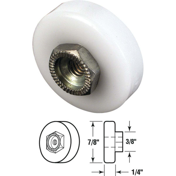 Prime-Line 7/8 Dia. x 3/8 In. W. Flat Shower Door Roller (2-Count) M 6003