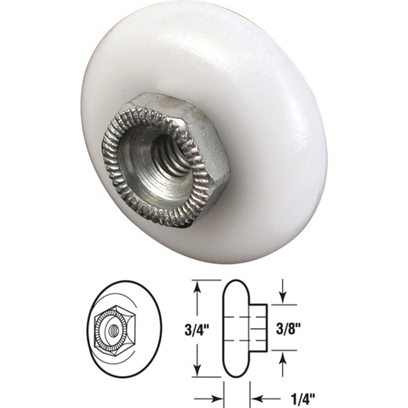 Prime-Line 3/4 In. x 3/8 In. Oval Shower Door Roller (2-Count) M 6000