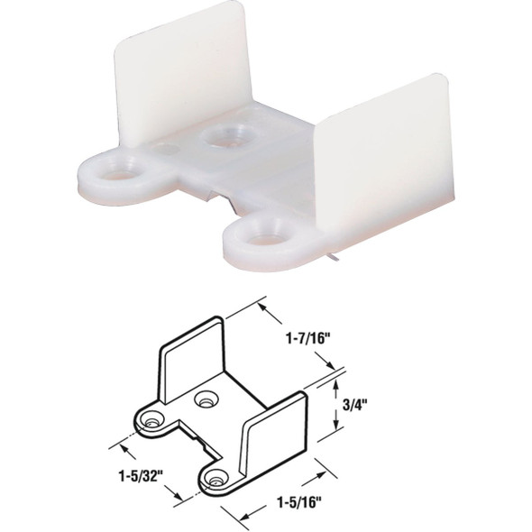 Prime-Line 1-7/16 In. x 3/4 In. White Nylon Single Pocket Door Guide N 6565