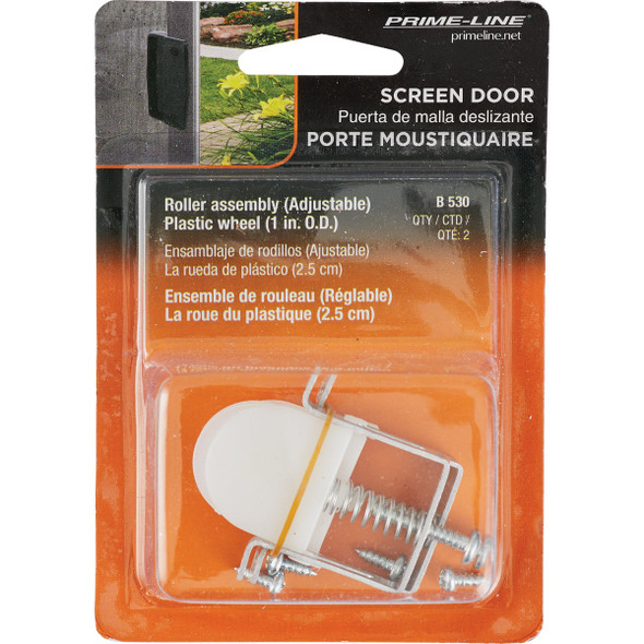 Prime-Line 1 In. x 1/4 In. Adjustable Nylon Ball Bearing Nylon Screen Door Roller Assembly (2-Count)