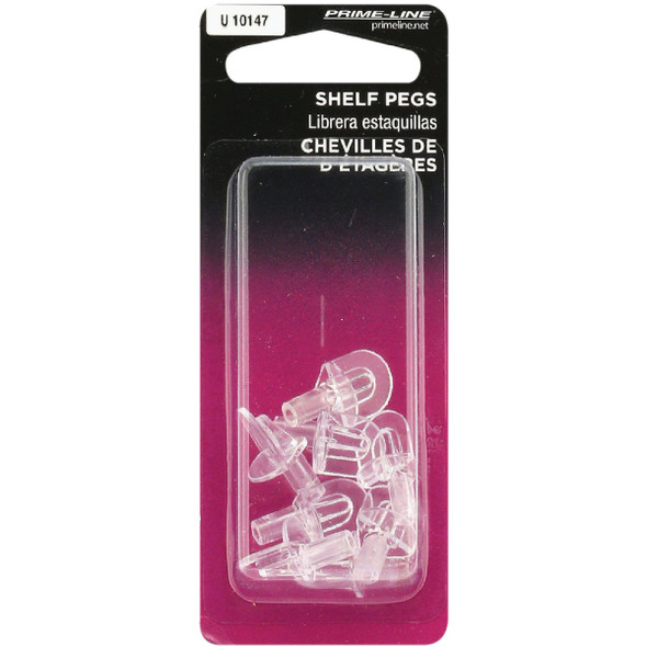 Prime-Line 1-4 In. Dia. x 13-16 In. L. Clear Butyrate Shelf Support (8 Count) U 10147 208094