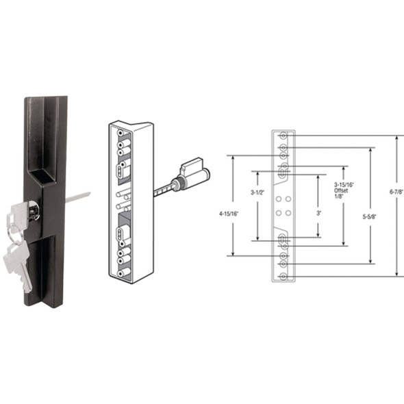 Prime-Line Sliding Patio Door Pull & Keyed Locking Unit C 1139
