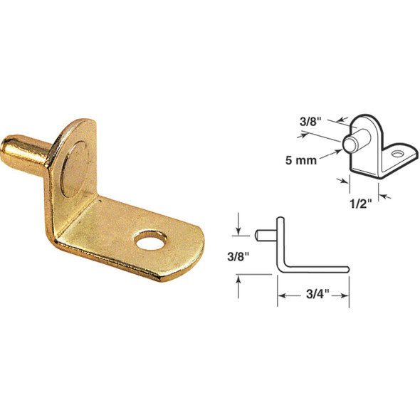 Prime-Line 5mm Brass Metal Shelf Support (8-Count) U 10170