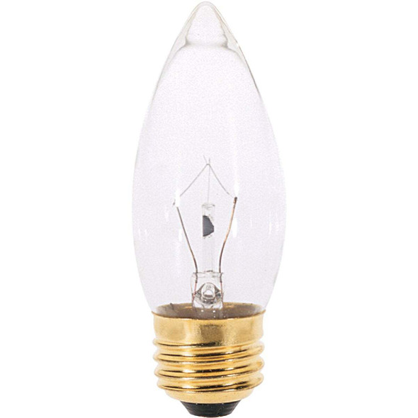 Satco 25W Clear Medium B11 Incandescent Torpedo Blunt Tip Light Bulb (2-Pack)