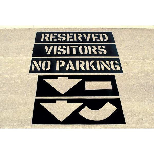 Traffic Stencil, Parking Lot Symbols, 12 in Character Height, Gothic Font, PVC, 6 Pieces