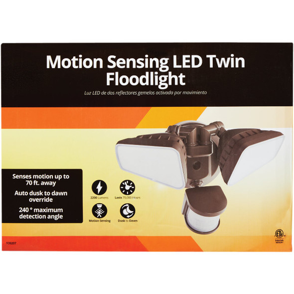 Bronze Motion Sensing Dusk-to-Dawn LED Floodlight Fixture