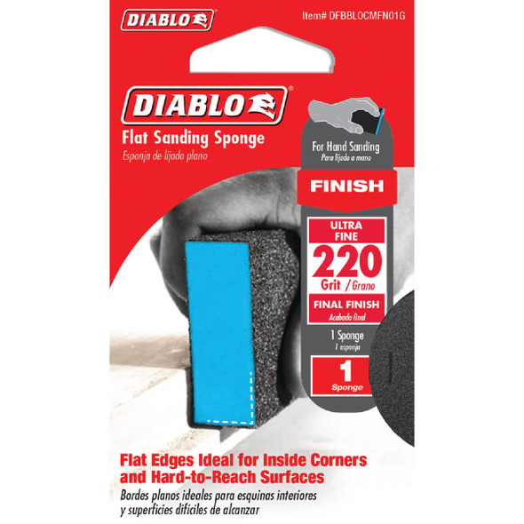 Diablo 2-1/2 In. x 4 In. x 1 In. 220 Grit (Ultra Fine) Flat Edge Sanding Sponge