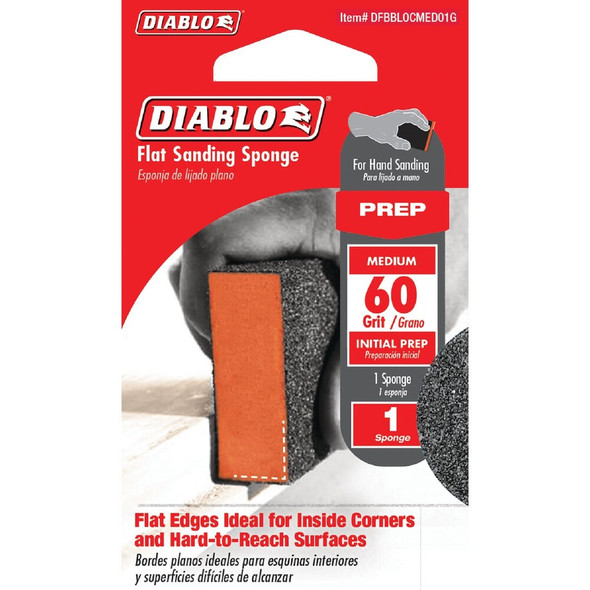 Diablo 2-1-2 In. x 4 In. x 1 In. 60 Grit (Medium) Flat Edge Sanding Sponge DFBBLOCMED01G 342164