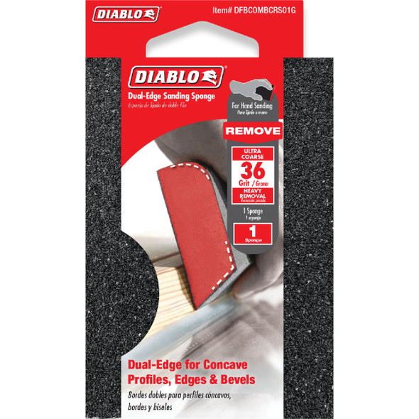 Diablo 2-1/2 In. x 4 In. x 1 In. 36 Grit (Ultra Coarse) Dual-Edge Sanding Sponge