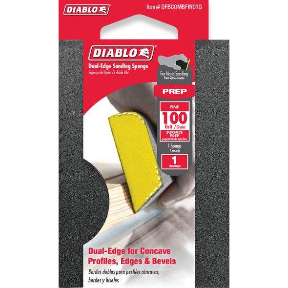 Diablo 2-1/2 In. x 4 In. x 1 In. 100 Grit (Fine) Dual-Edge Sanding Sponge Diablo 2-1/2 In. x 4 In. x 1 In. 100 Grit (Fine) Dual-Edge Sanding Sponge