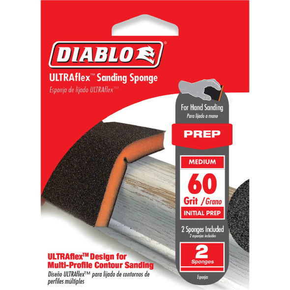 Diablo ULTRAflex 5 In. x 4 In. 60-Grit (Coarse) Sanding Sponge (2-Pack) DFPFLEXMED02G 330723