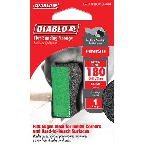 Diablo 2-1-2 In. x 4 In. x 1 In. 180 Grit (Ultra Fine) Flat Edge Sanding Sponge DFBBLOCUFN01G 340451
