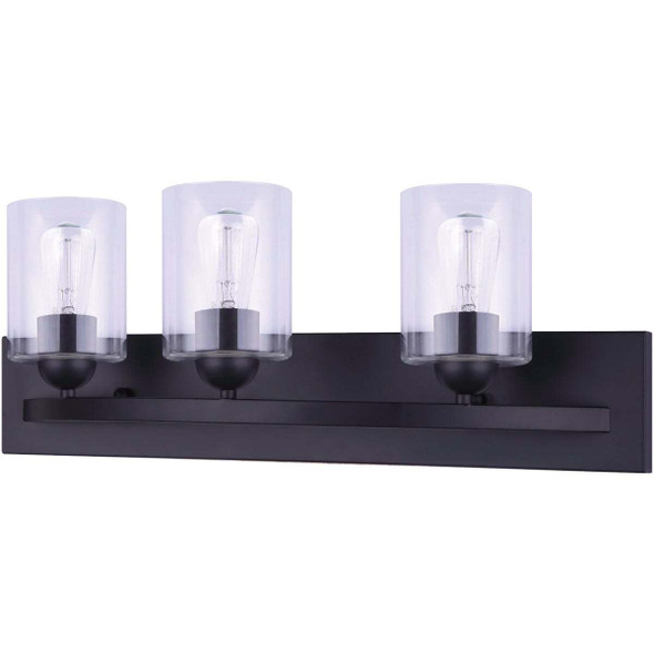 Canarm 3-Bulb Matte Black Vanity Bath Light Fixture with Easy Connect