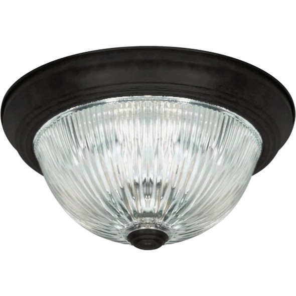 Canarm 11 In. Matte Black Flush Mount, Clear Glass IFM211MBK-RGC