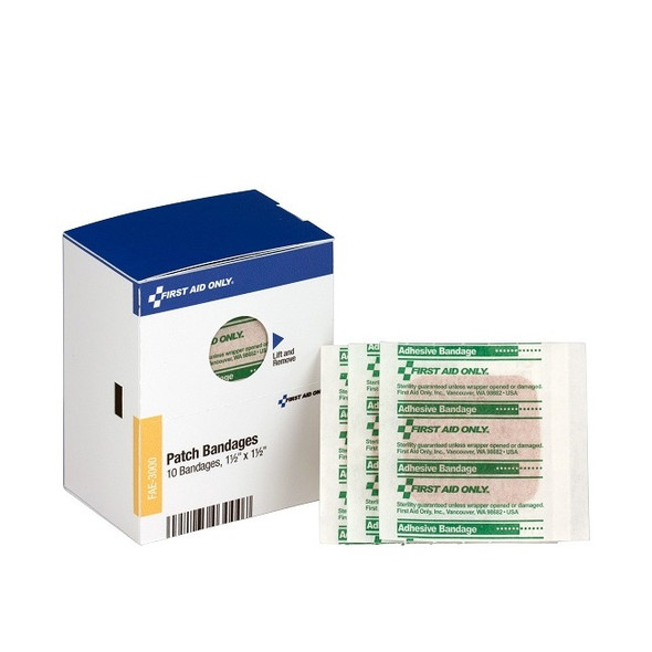 Patch Bandages, 1 1/2" x 1 1/2", 10/Box