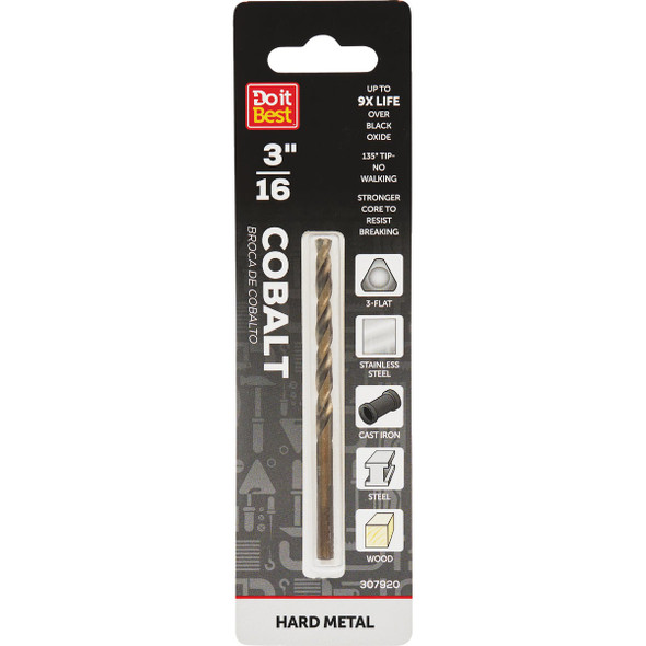 Do it Best 3/16 In. Cobalt Drill Bit QJDIB-DB-037
