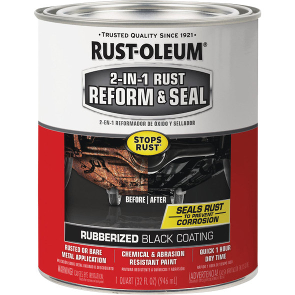 Rust-Oleum Stops Rust 2-In-1 Rust Reform & Seal, 1 Qt., Black Rust-Oleum Stops Rust 2-In-1 Rust Reform & Seal, 1 Qt., Black