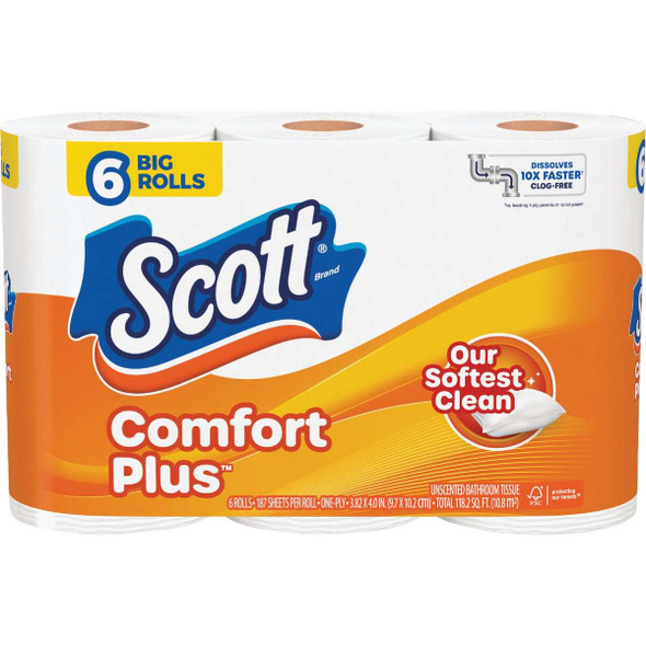 Scott Comfort Plus Toilet Paper (6 Big Rolls) 51434 Pack of 8