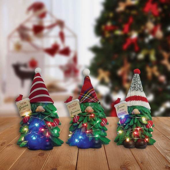 Alpine Led Gnome Tree Statue SLL2306ABB-TM Pack of 9 949358