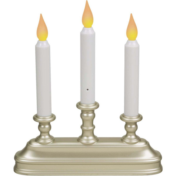 Xodus 10-1/4 In. x 9 In. x 2 In. Pewter LED Battery Operated Dual Candelabra