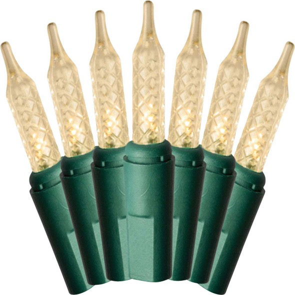 J Hofert Warm White 250-Bulb Faceted LED Light Set with Green Wire 1291-32