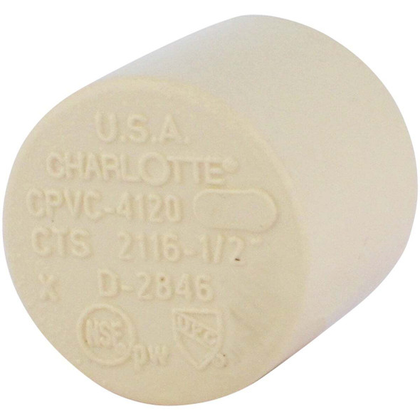 Charlotte Pipe 1/2 In. Slip Solvent Weld CPVC Cap CTS 02116  0600HA