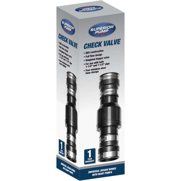 Superior Pump 1-1-4 In. and 1-1-2 In. Rubber Boot Check Valve 99502 448085