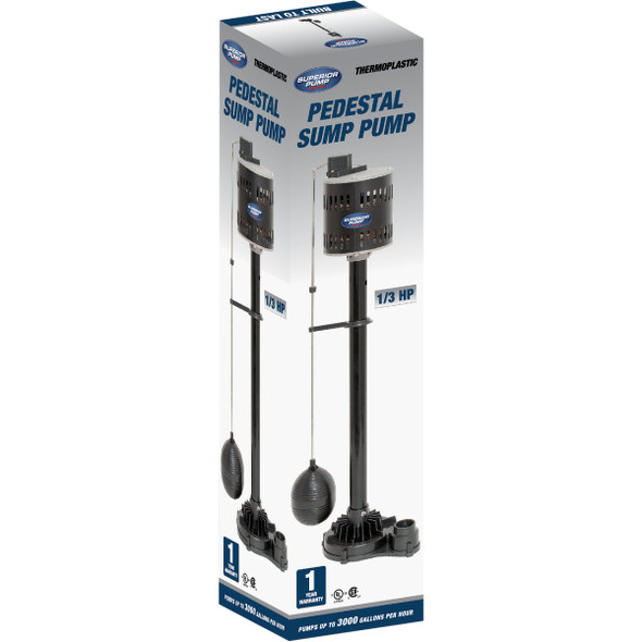 Superior Pump 1-3 HP Thermoplastic Pedestal Sump Pump 92333 479841