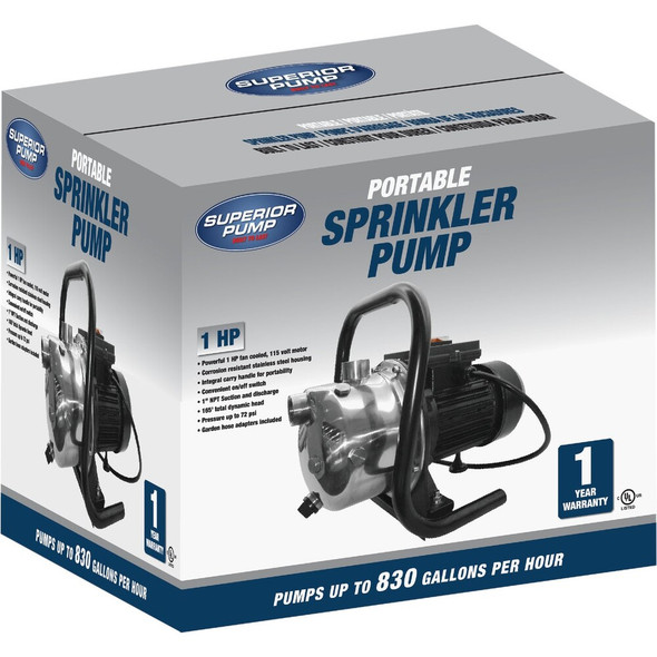 Superior Pump 1 HP Stainless Steel Portable Sprinkler Pump 96110 495846